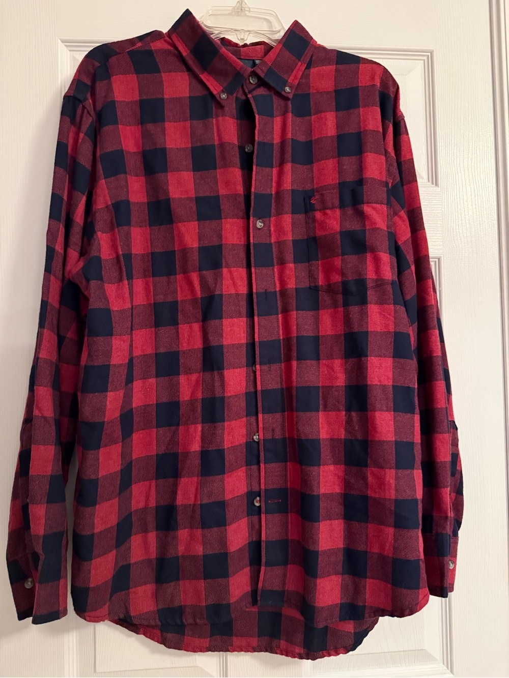 Izod Men's Red and Black Check Button-Down Shirt